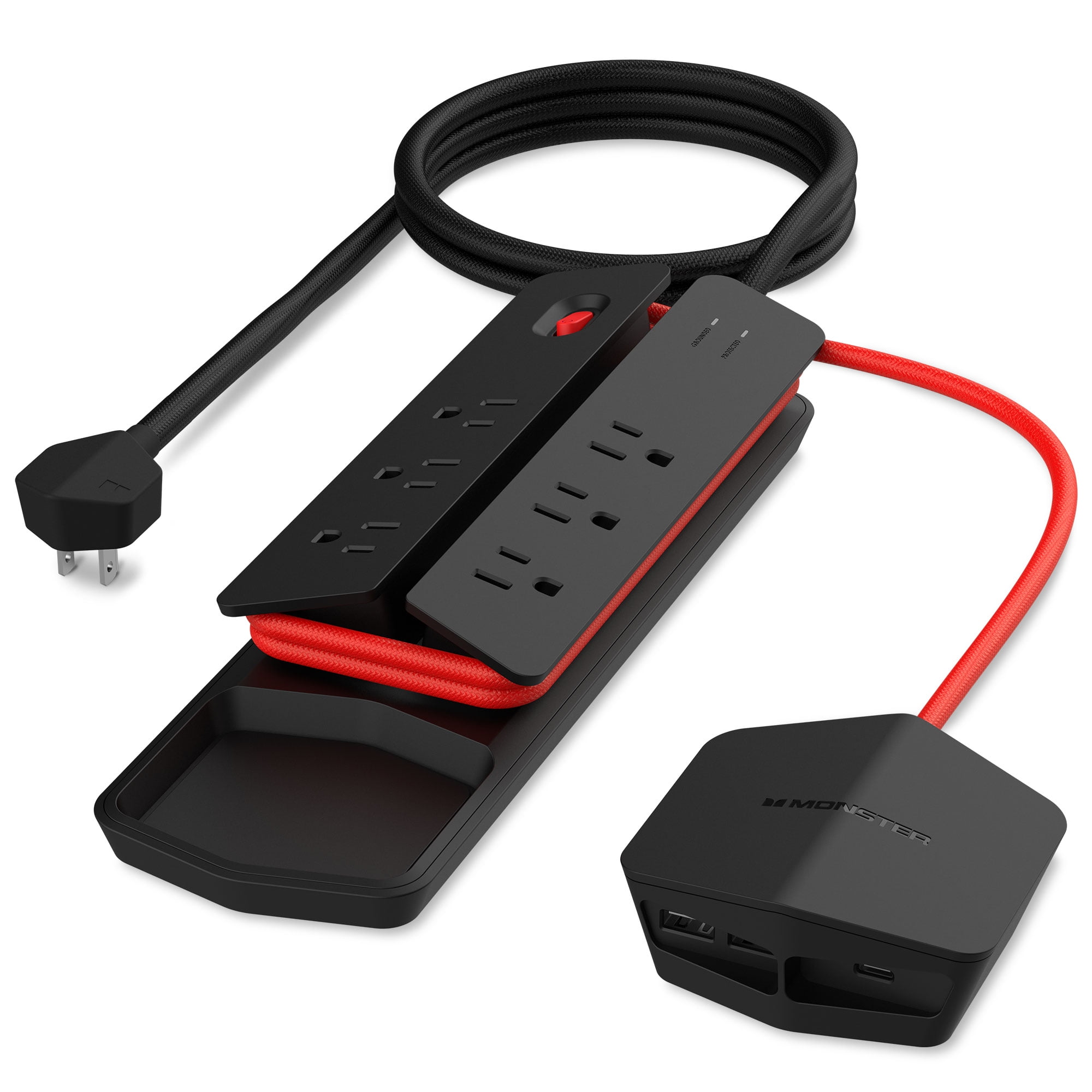 Monster Surge Protector Power Center Vertex, 6 AC Grounded Outlets, 2 USBA & 1 USBC Ports