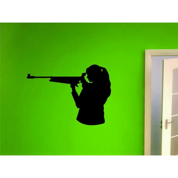 Do It Yourself Wall Decal Sticker Custom Designs Animal Hunting Hunter Girl Lady Women Gun Kids Bed Room Sports 12x28"