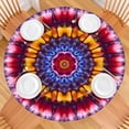 thumbnail image 2 of Colorful Tie Dye Mandala Pattern Round Fitted Tablecloth with Elastic Edge,Dining Table Cover Waterproof,Outdoor Round Tablecloth for Camping,Dining,Indoor and Outdoor, 2 of 7