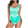 thumbnail image 1 of Tops de Bikini para las Mujeres Patrón Multicolor Impresión Trasera Recorte Sling Traje de Baño, Traje de Baño de Pieza Modesta, 1 of 6