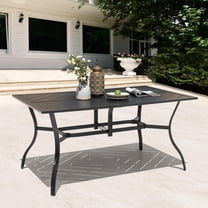 NUU GARDEN 6-Person Outdoor Dining Table, All Weather Patio Table with Umbrella Hole, Backyard Bistro Table, Black, 61x37x29 inches, 150 LBS Load Capacity