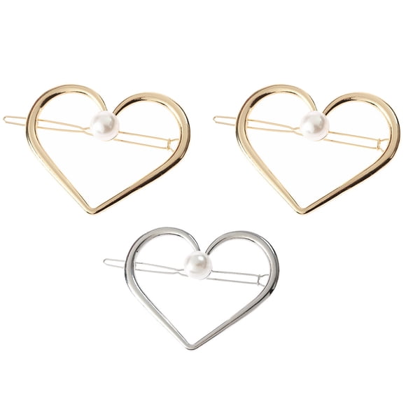 Heart Shaped Barrette Hairstyling 3Set 2.6X2X0.4In
