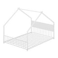 thumbnail image 6 of Aukfa Full Size Metal House Bed Frame with LED Lights, Montessori Floor Bed for Kids & Toddlers, Modern Kids Room Furniture, White, 6 of 8