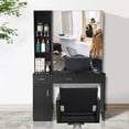 thumbnail image 6 of OmySalon Barber Station Wall Mount Salon Hair Styling Beauty Spa Equipment W/Mirror, 2 Drawers, 1 Storage Cabinet, 3 Open Shelves (Black), 6 of 7