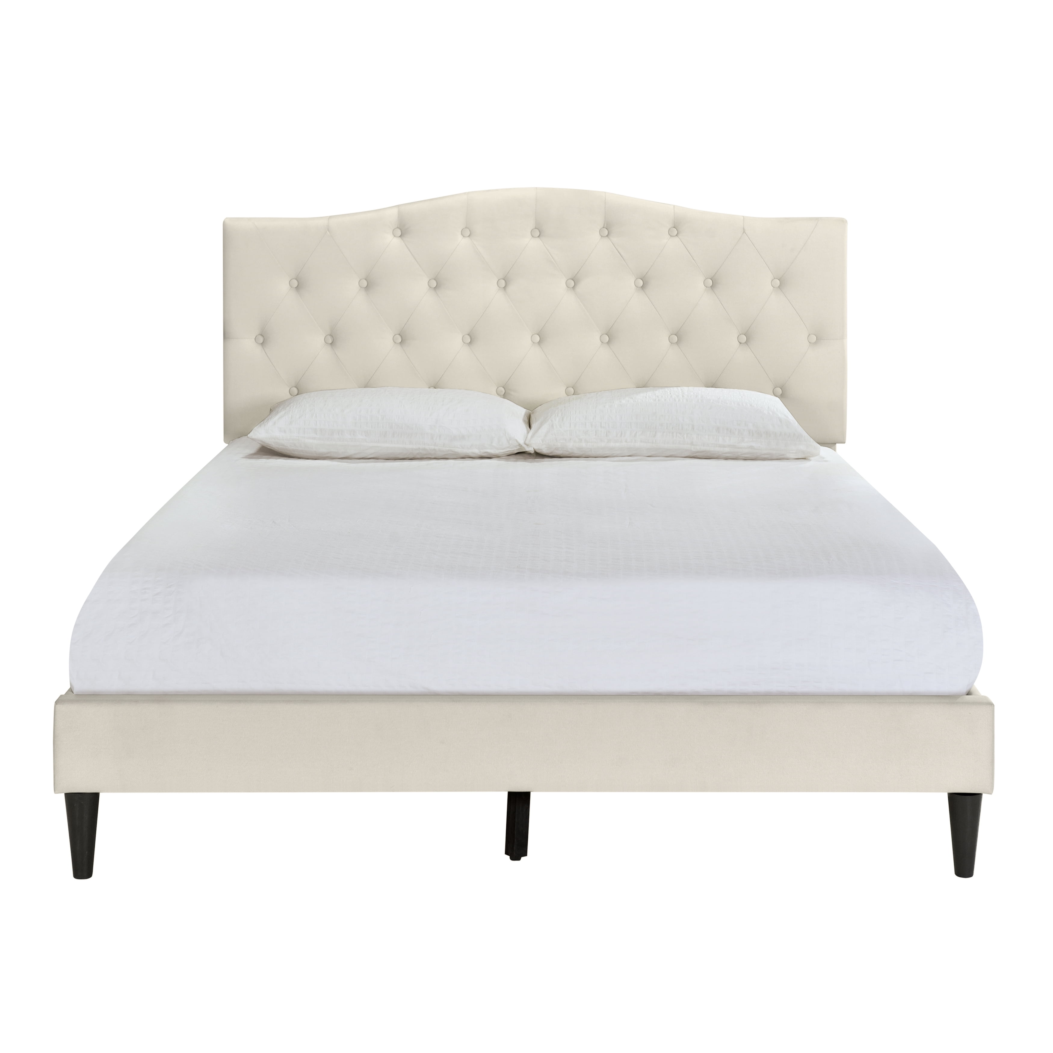 Tufted Arch Upholstered Queen Platform Bed in Beige
