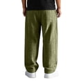 thumbnail image 4 of GrmtClth Mens Embroidered Jacquard Trousers Summer Beach Casual Pants Lightweight Breathable Baggy Loose Vacation Outfit Army Green 2XL, 4 of 4