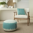 thumbnail image 2 of Mina Victory Life Styles Stonewash Drum Pouf 20" x 20" x 12" Turquoise Poufs, 2 of 5