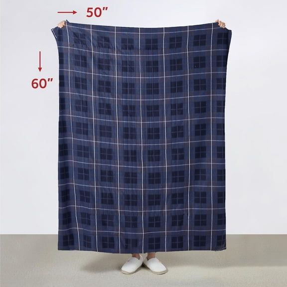 Royal Ultra Rodeen Blue Plaid Heated Personal Throw / Blanket, Cozy-Warm, Adjustable Heat Settings