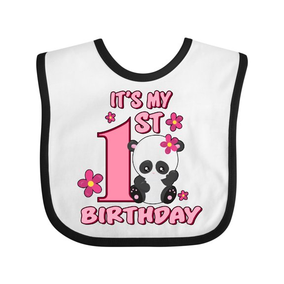 Inktastic It's My First Birthday with Panda Bear Girls Baby Bib