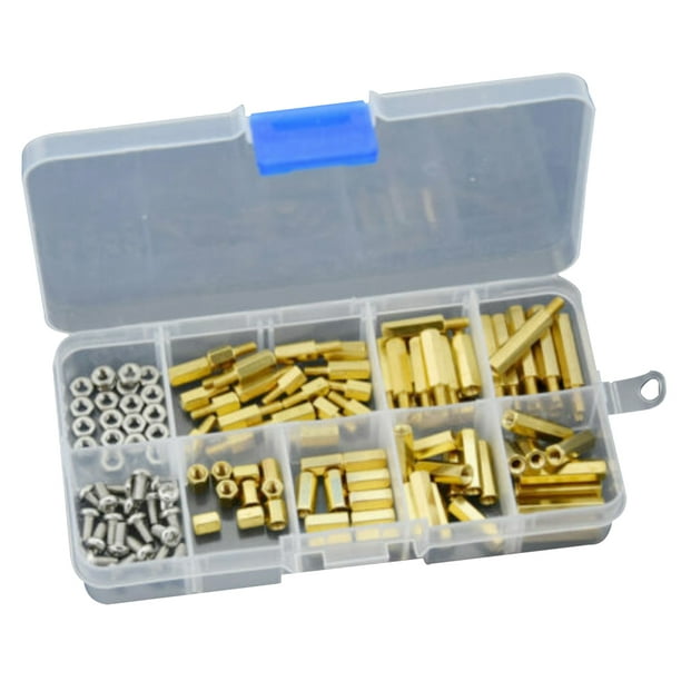 Riwesomey Combinación de junta de tuerca de tornillo hexagonal M3 de 120 Uds., perno de cobre de cabeza simple y doble en caja, accesorios de ferretería Herramientas y ferretería Riwesomey TO0229-00B
