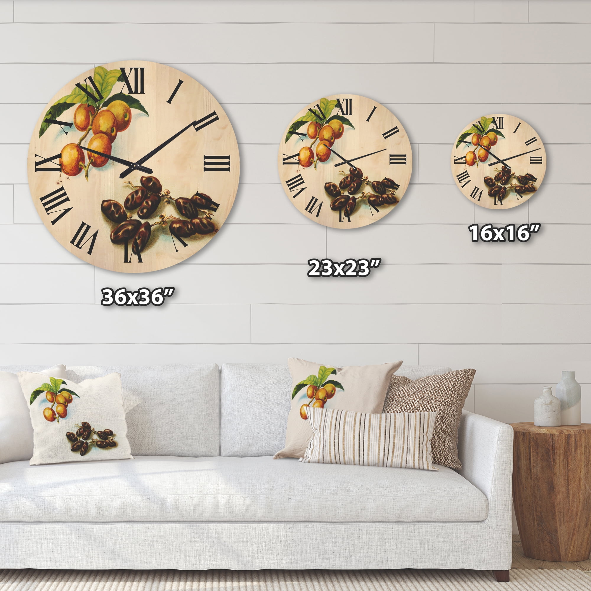 Designart 'Ancient Fruits IV' Farmhouse Wood Wall Clock