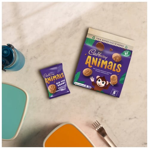 Cadbury Animals Chocolate Biscuits Snack Packs 5 x 19.9g, British Import (Pack of 3)