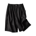 thumbnail image 2 of Ahuyic Womens Shorts,Plus Size Pants for Women,Ladies' Casual Loose Solid Color Elastic Waist Five Quarter Pants,Black,L, 2 of 4