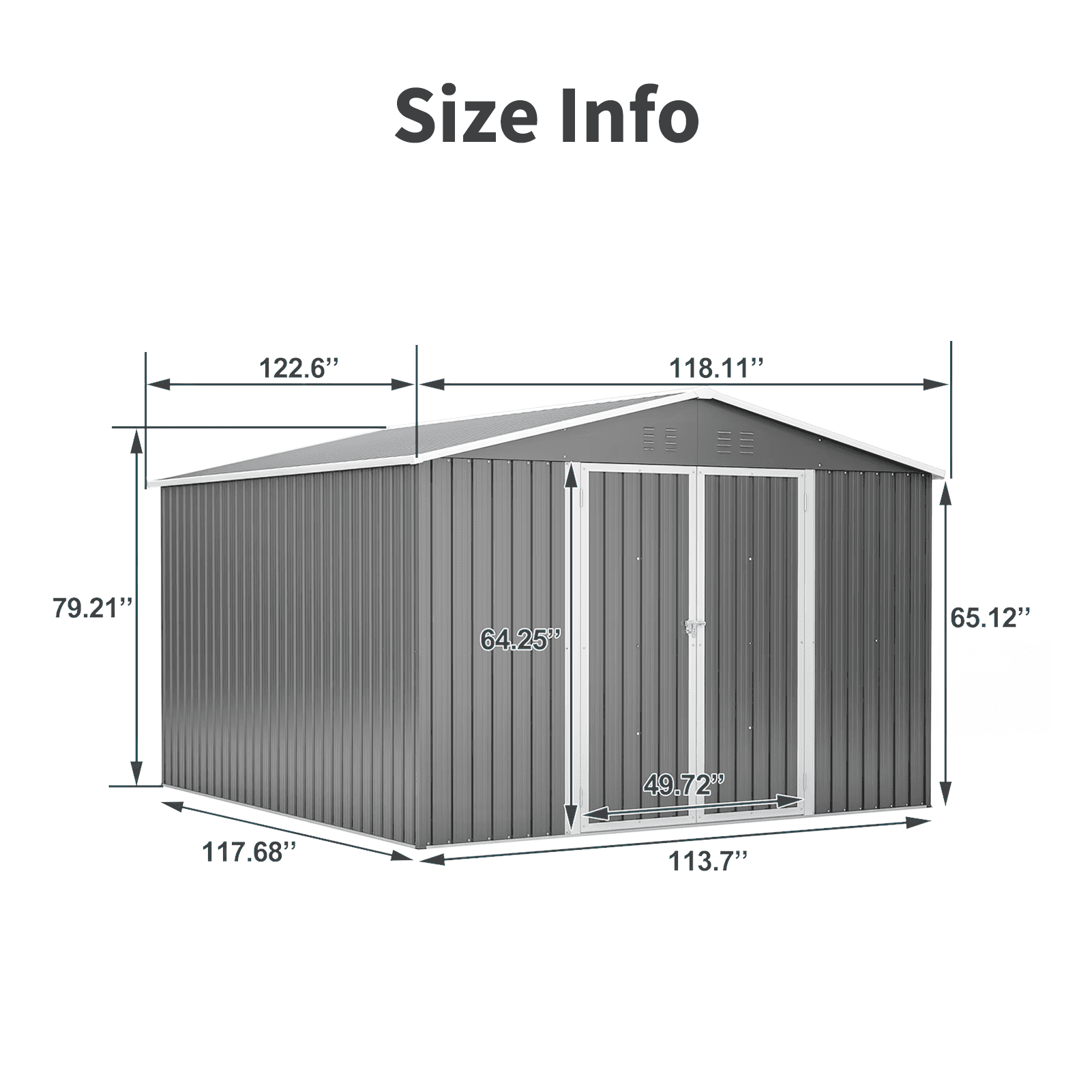 10 x 10 FT Outdoor Storage Shed, Large Metal Tool Sheds with Updated Frame Structure and Lockable Doors, Garden Shed for Backyard Garden Patio Lawn, Grey