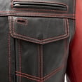 thumbnail image 2 of First Mfg Co - Raider - Men's Motorcycle Riding Leather Jacket, Premium Bikers Leather Jacket with Single Panel Action Back & Protactive Gear Pockets, 2 of 6
