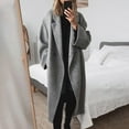 thumbnail image 2 of Yigetop Winter Coats for Women Women's Winter Double Breasted Wool Coat Long Sleeve Notch Lapel Long Trench Coat Trench Coat Women Grey L, 2 of 9