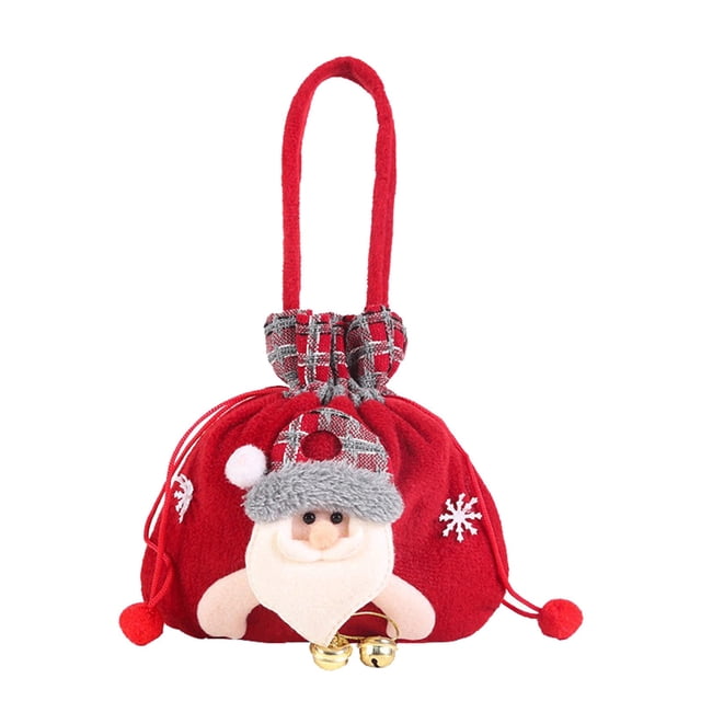 kjfeif Drawstring Christmas Bags 3D Xmas Gift Bags Christmas Wrapping Bags Xmas Goodie Bags Red Pouch Bags Sack Stockings Party Bags for Christmas Tree Family Holiday Xmas Party Wedding Decor
