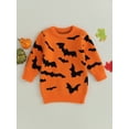 thumbnail image 2 of Wassery Kids Boys Girls Halloween Sweaters Long Sleeve Crew Neck Bat Print Loose Knitted Pullovers 3 4 5 6 7 Years Toddler Fall Winter Warm Clothes, 2 of 9