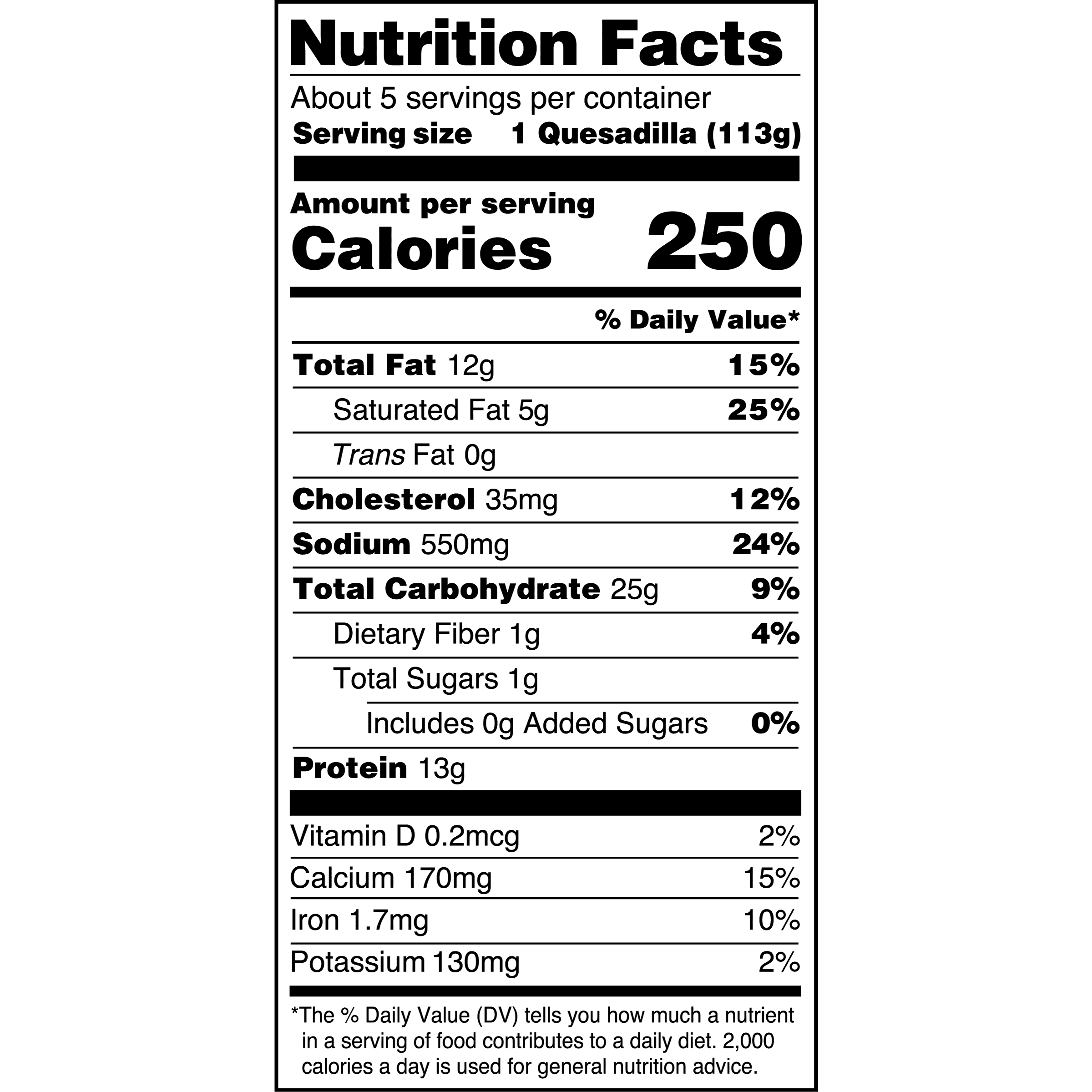 El Monterey Signature Chicken & Monterey Jack Cheese Grilled Quesadillas 5 count, 20 oz (Frozen)