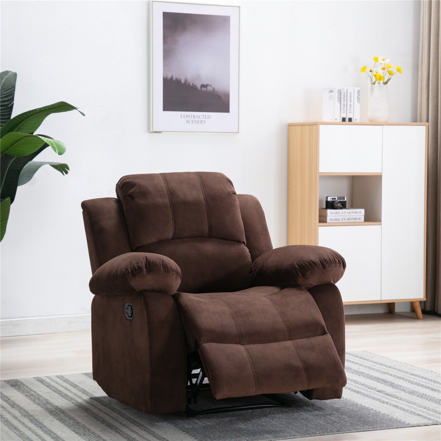 Home Air Velvet Recliner Chair Overstuffed Heavy Duty Recliner Velvet