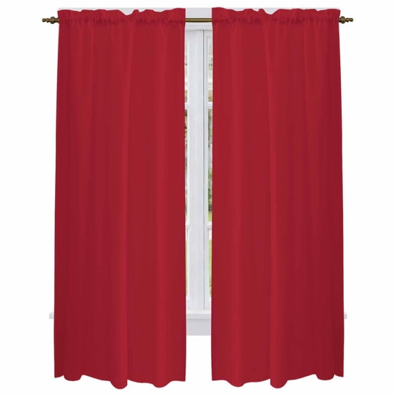 Pure Red Kitchen Curtain for Berdoom Living Room Cafe 72 Inch Length, Simple Solid Color Tiers Curtains Light Filtering Drapes Rod Pocket Window Treatment 2 Panels 52"Wx72"L