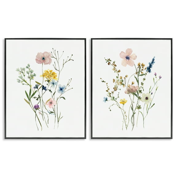 Stupell Industries Artfully Arranged Wildflowers Plants & Flowers Painting Black Framed Art Print Wall Art, 11 x 14, Set of 2
