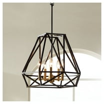 Franklin Iron Works Hawking Bronze Pendant Chandelier 20" Wide Modern Geometric Cage 5-Light Fixture for Dining Room House Kitchen Island Bedroom Home
