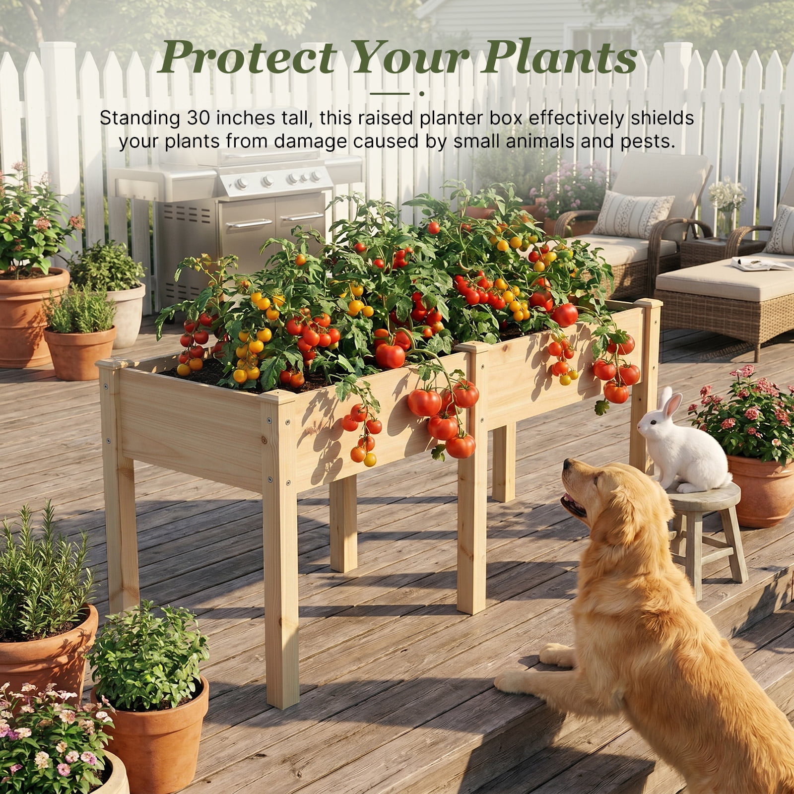 Wooden Raised Garden Bed with Legs, 72"L X 23"W X 30"H, Elevated Reinforced Large Planter Box for Vegetable Flower Herb Outdoors