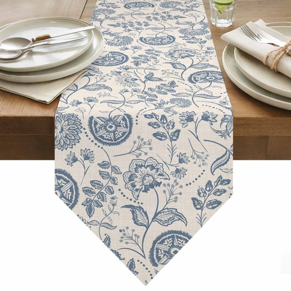 Pastoral Flowers Table Runner 70 Inches Long Retro Farmhouse Plant Table Runners for Dining Room Tabletop Dresser Scarf Home Party Banquet Wedding Holiday Decoration