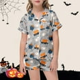 thumbnail image 2 of Gelikeya Boys Silk Pajamas Set Size 8-9 Halloween Pajamas Short Sleeve T Shirts Shorts 2pc Outfits All Saints' Day Sleepwear Teen Girl Clothes 2-13Y (Light Gray, 8-9 Years), 2 of 5