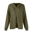 thumbnail image 7 of Kagetolytai Hoodies for Women Waffle Knit Long Sleeve Drawstring Button V Neck Casual Pullover Sweatshirt Hooded Tops Army Green L, 7 of 7