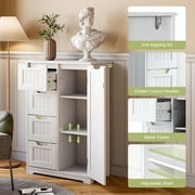 Pantry Storage Cabinet, Lofka 33 White Wood Kitchen Pantry Storage Cabinet with 4 Drawers, 1 Door and 3 Shelves for Dining Room|Bedroom