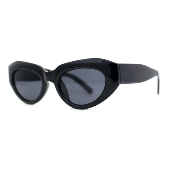 Womens Mod Cat Eye Retro Thick Plastic Sunglasses All Black