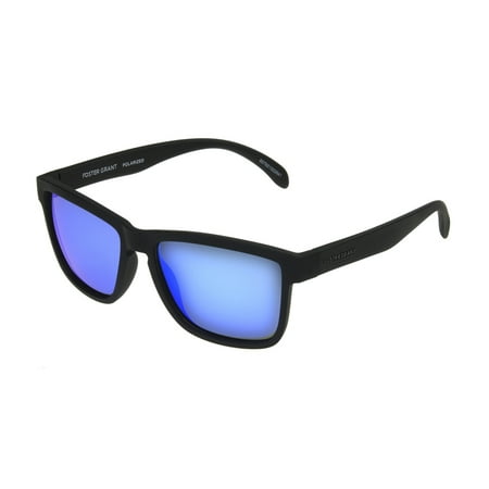 Foster Grant Men's Black Polarized Mirrored Retro Sunglasses