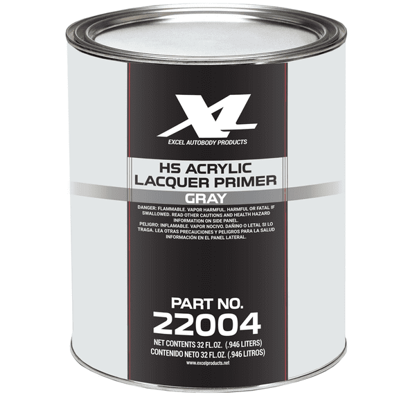 Excel Auto Body Products High Solids Acrylic Lacquer Primer-Gray-QT