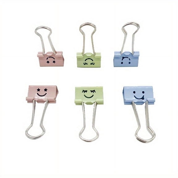 GYTY Pack of 32 Stainless Steel Cartoon Face Long-Tail Clips, Multi-Color Office File Paper Binders for Organizing and Crafting, Handcrafting, Finishing