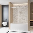 thumbnail image 2 of Frameless Single sliding shower door 56-60 "W x 60" H, 1/4 "(6 mm) Clear Tempered Glass, Explosion Proof Film, Stainless Steel Handle Square Tube Track ,Brushed Nickel, 2 of 5