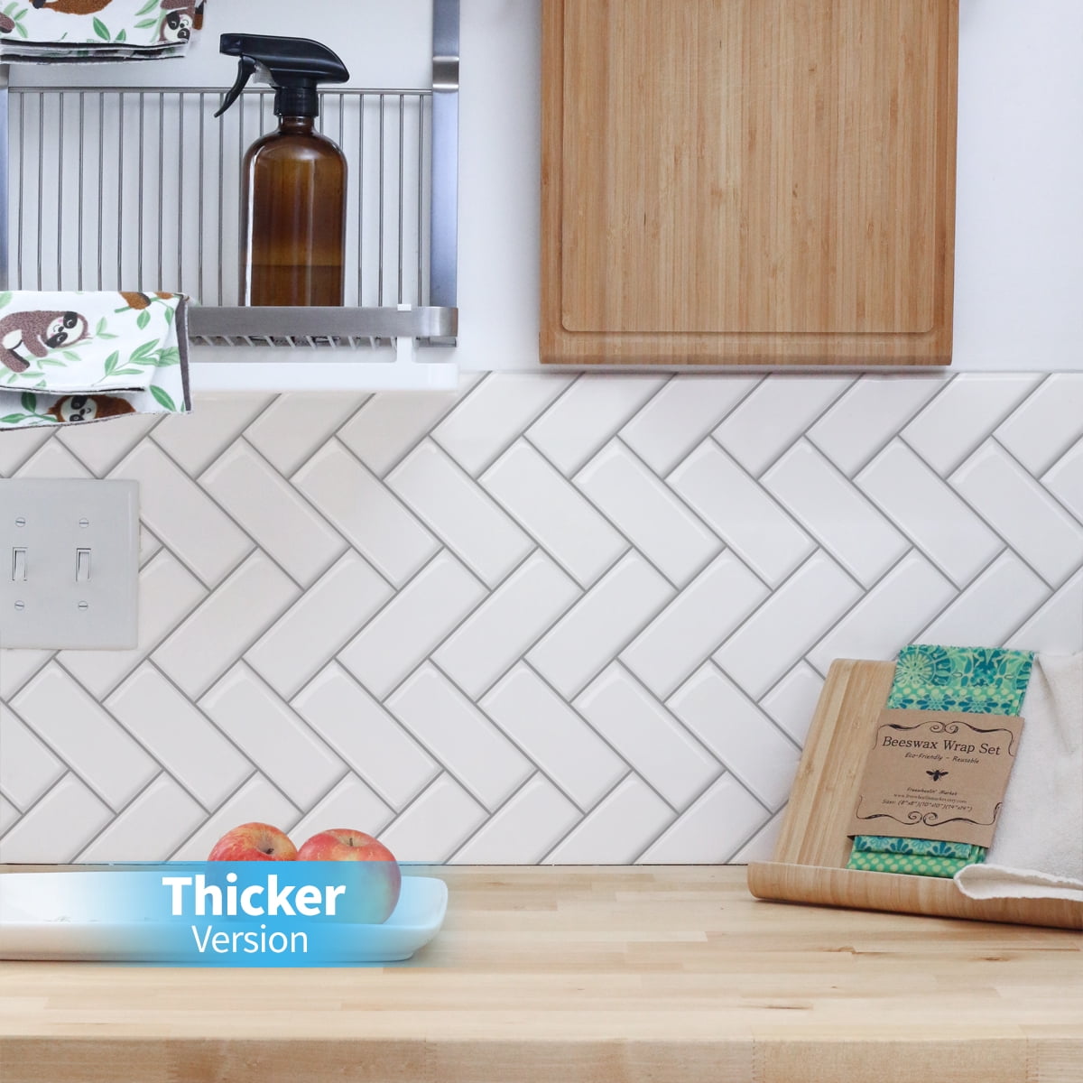 Art3d Herringbone Peel and Stick Backsplash Tiles (10 Tiles, Thicker Version)