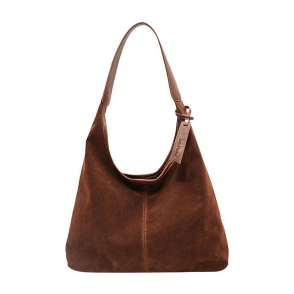 Milaget Suede Bag Handbag Underarm Bag Large Top Handle Bag Purse Tote Bag for Women Red Brown