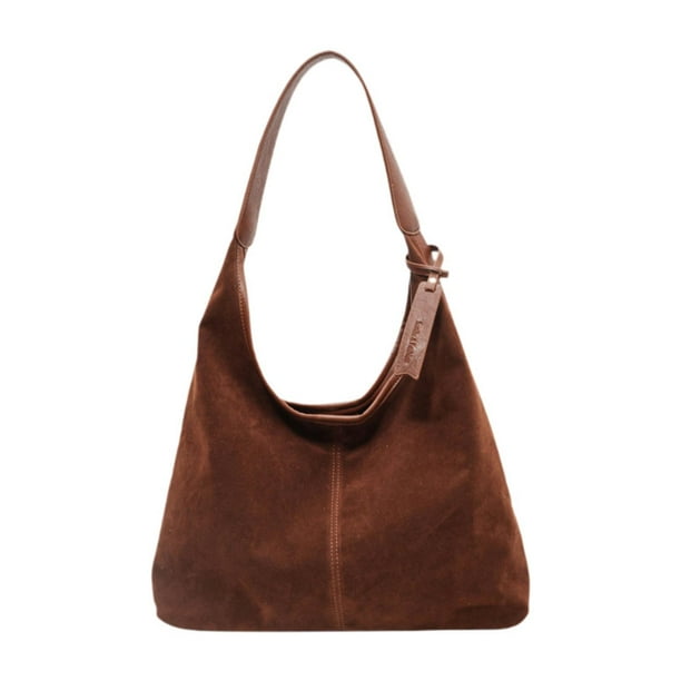 Bolso de gamuza, bolso de mano con asa superior, moderno y casual, bolso de hombro, bolso de mano para mujer Marrón rojizo