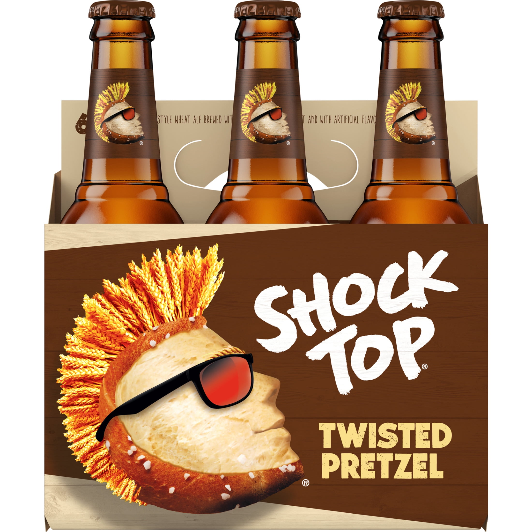 Shock Top Twisted Pretzel Wheat Craft Beer, 6 Pack, 12 fl oz Glass Bottles, 5% ABV