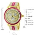 thumbnail image 7 of Pink Tourmaline Stainless Steel Iced Out Bezel 18K Gold Finish Simulated Diamond Adjustable Band Mens Watch W/Date, 7 of 7
