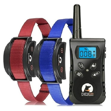 Dog Training Collar For 2 Dogs,Blue&Red Nylon No Shock Dog Collar,Rechargeable&Waterproof Vibration Dog Collar with Remote,1600Ft Range Dog Bark Collar for Small Medium Large Dog