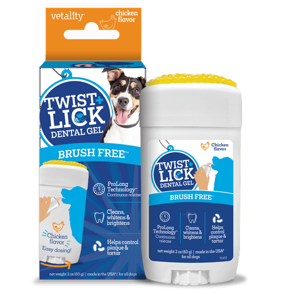Vetality Twist & Lick Pet Toothpaste Gel for Dogs, Chicken Flavor, 2oz