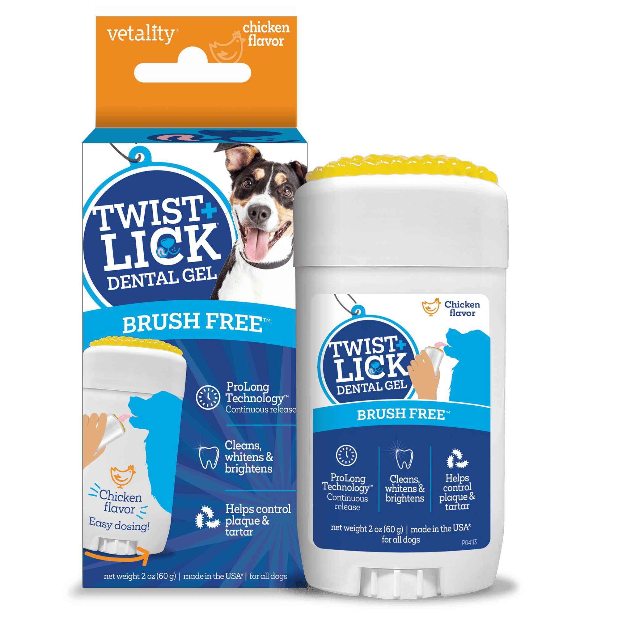 Vetality Twist & Lick Pet Toothpaste Gel for Dogs, Chicken Flavor, 2oz