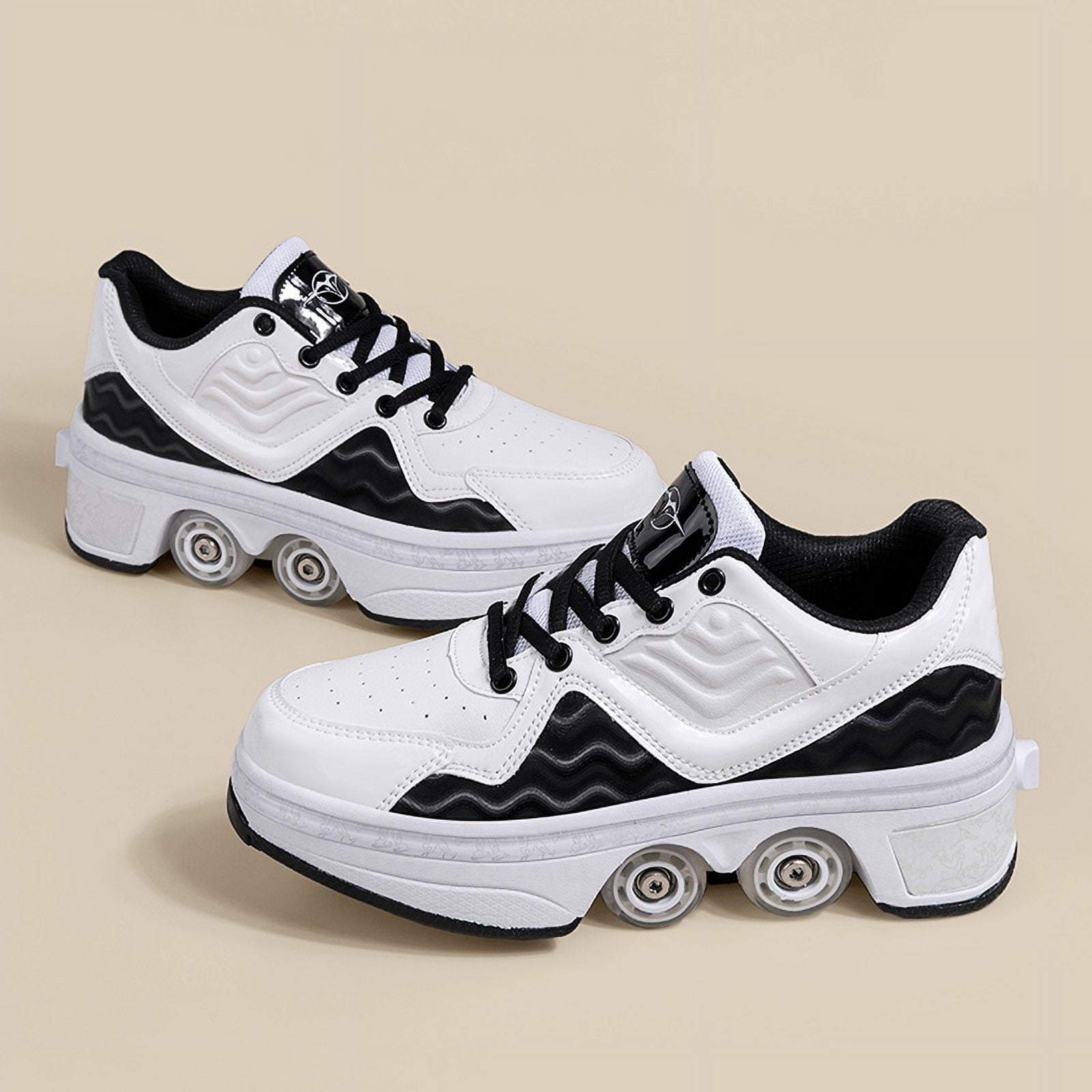 Roller Skates for Women Men, Shoes with Wheels for Girls, Kick Rollers Shoes Retractable for Boys, Adult Parkour Quad Roller Shoes, Inline Skates Children's Outdoor Skates
