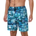 thumbnail image 1 of Balery Blue Kyanite Bañador para hombre, shorts de playa de secado rápido con entrepierna y forro de compresión-Medium, 1 of 6