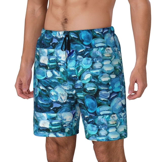 Balery Blue Kyanite Bañador para hombre, shorts de playa de secado rápido con entrepierna y forro de compresión-Medium