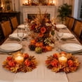 thumbnail image 6 of Halloween Candle Holder Wreath, Fall Candle Rings, Fall Decor Pumpkins, Artificial Fall Leaves, 2 Pack 11 X 3 Inch Small Candle Wreath for Halloween, Thanksgiving, Harvest Season, 6 of 6