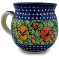 thumbnail image 2 of Polish Pottery Bubble Mug 12oz Polmedia Pansy Pop Theme UNIKAT Hand Painted in Boleslawiec, Poland + Certificate of Authenticity, 2 of 6
